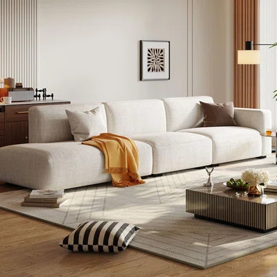 White Cotton and linen Modular Sofa cushion couch | Wayfair North America