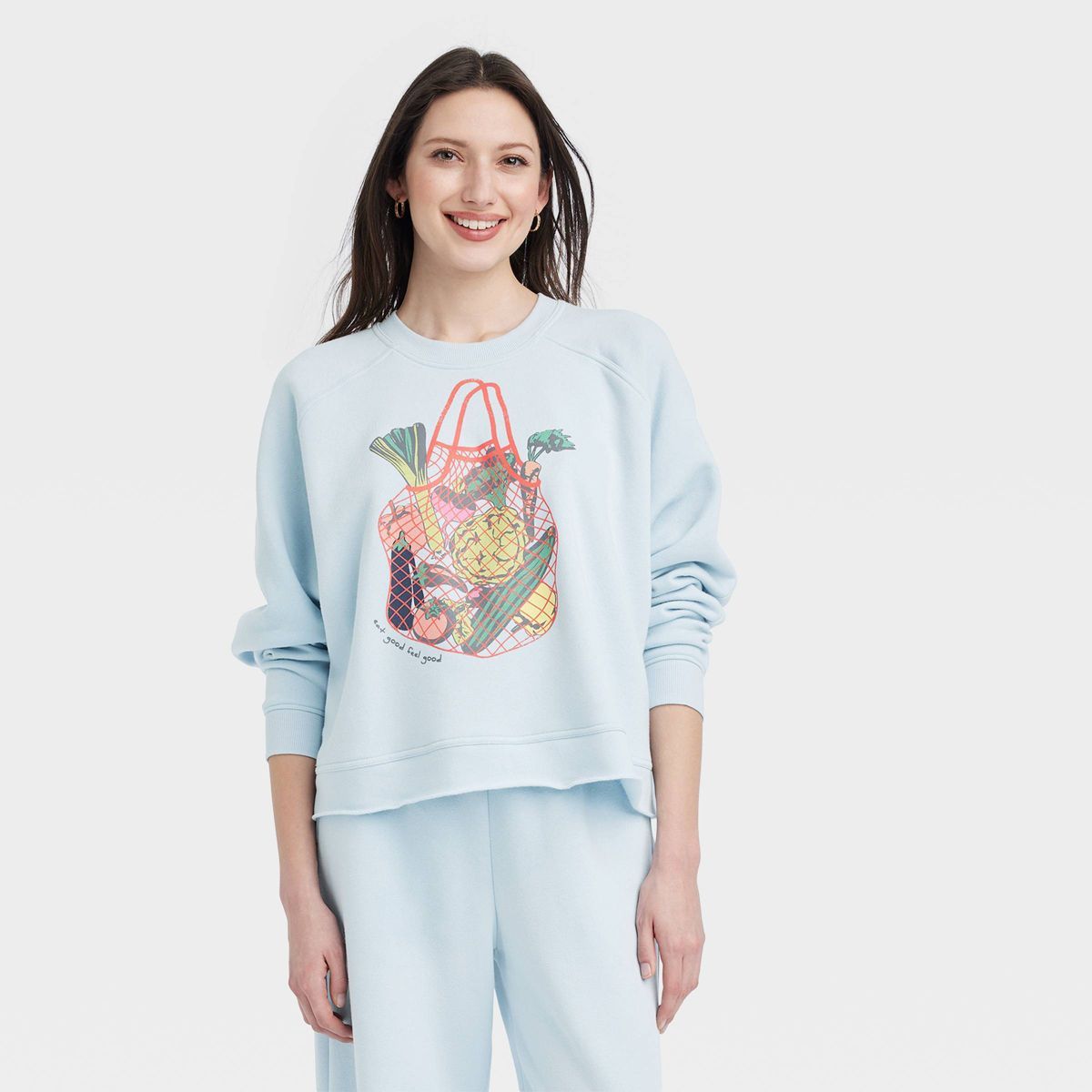 Women's Farmers Market Graphic Sweatshirt - Blue M | Target