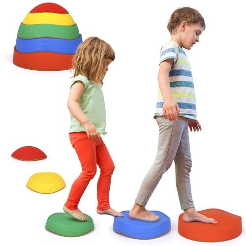 TOYTOD, Stepping Stones for Kids, 5pcs Non-Slip Plastic Balance River Stones for Promoting Children's Coordination Skills Sensory Play Equipment Toys For Toddlers | Amazon (US)