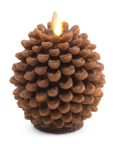 4.5in Led Pinecone Moving Flame Candle | TJ Maxx