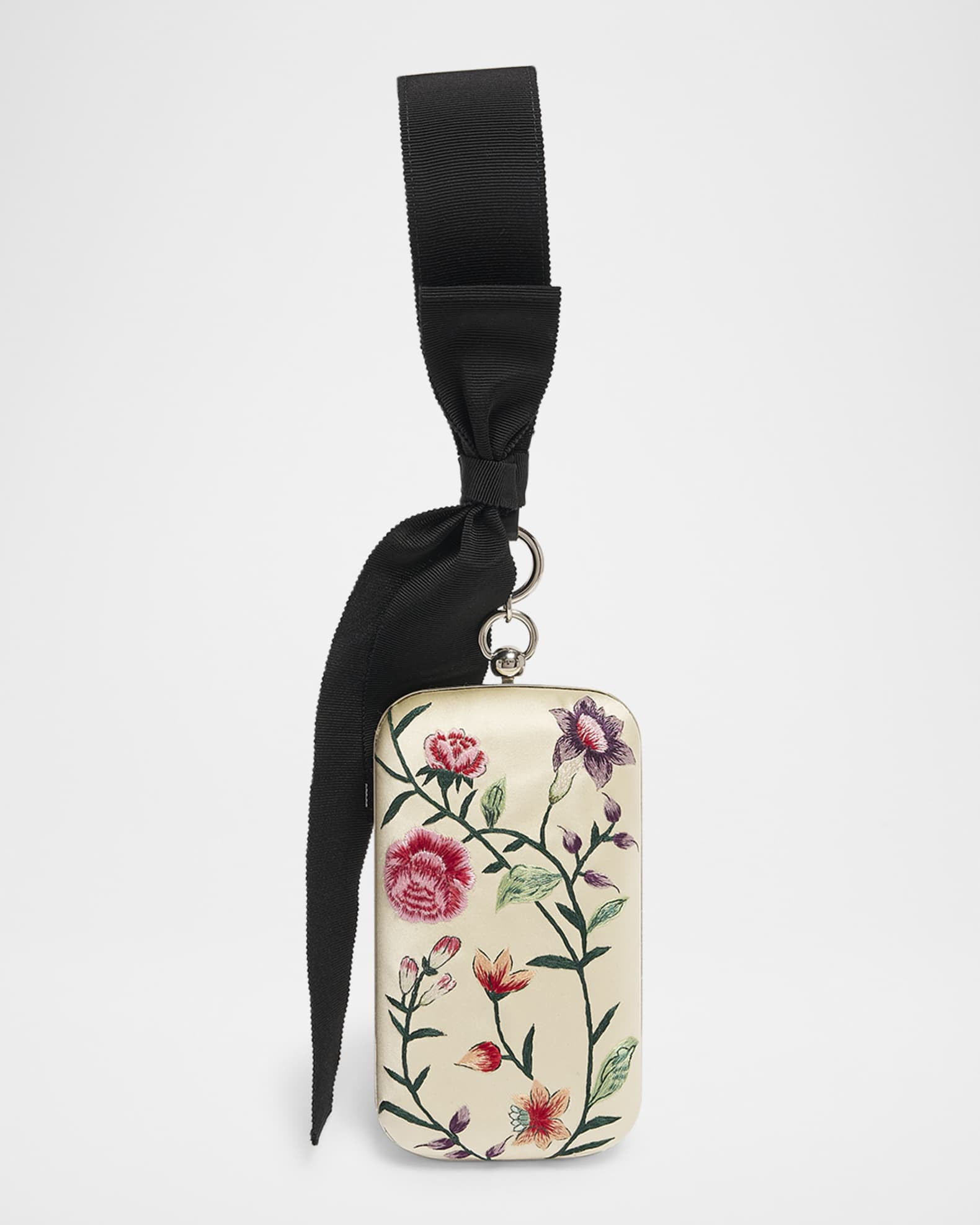 Givenchy Floral-Embroidered Wristlet Clutch Bag in Satin | Neiman Marcus
