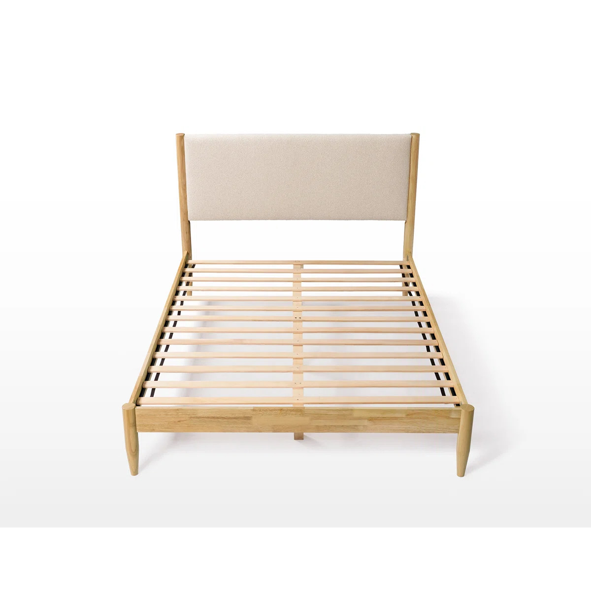 Besan Solid Wood Upholstered Headboard Boucle Bed Frame | Wayfair North America