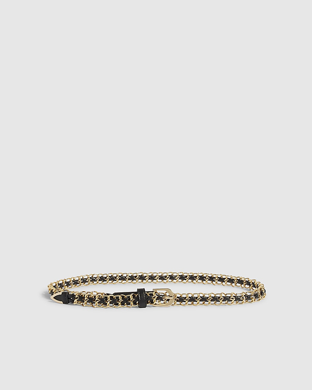 Black Faux Leather Skinny Chain Belt | River Island UK & IE