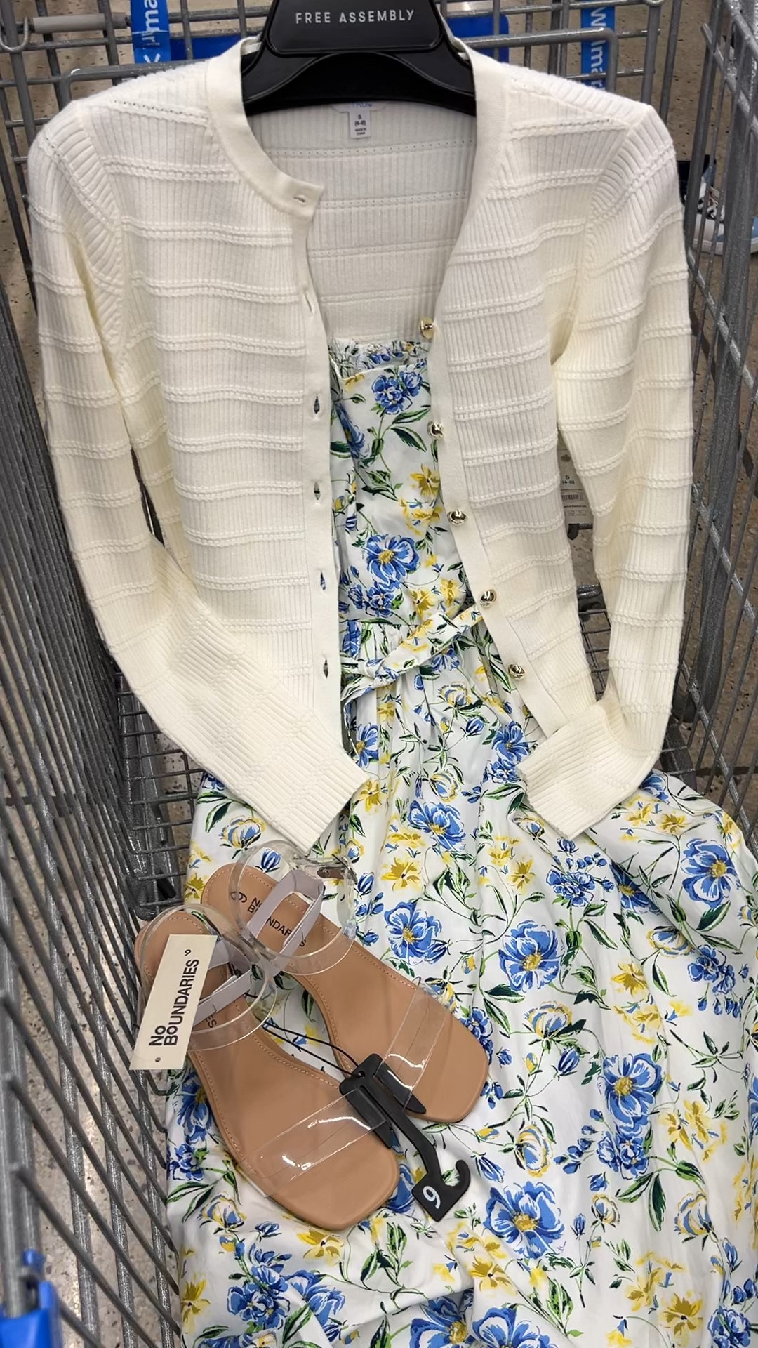 Perfect Easter outfit for any age with this gorgeous floral dress and cardigan. I’ll link a few shoe options. #walmartfashion 