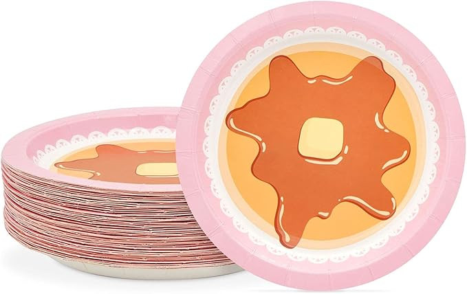BLUE PANDA Pancake Paper Plates for Pajama Party, Birthday Brunch Decorations (7 In, 48 Pack) | Amazon (US)