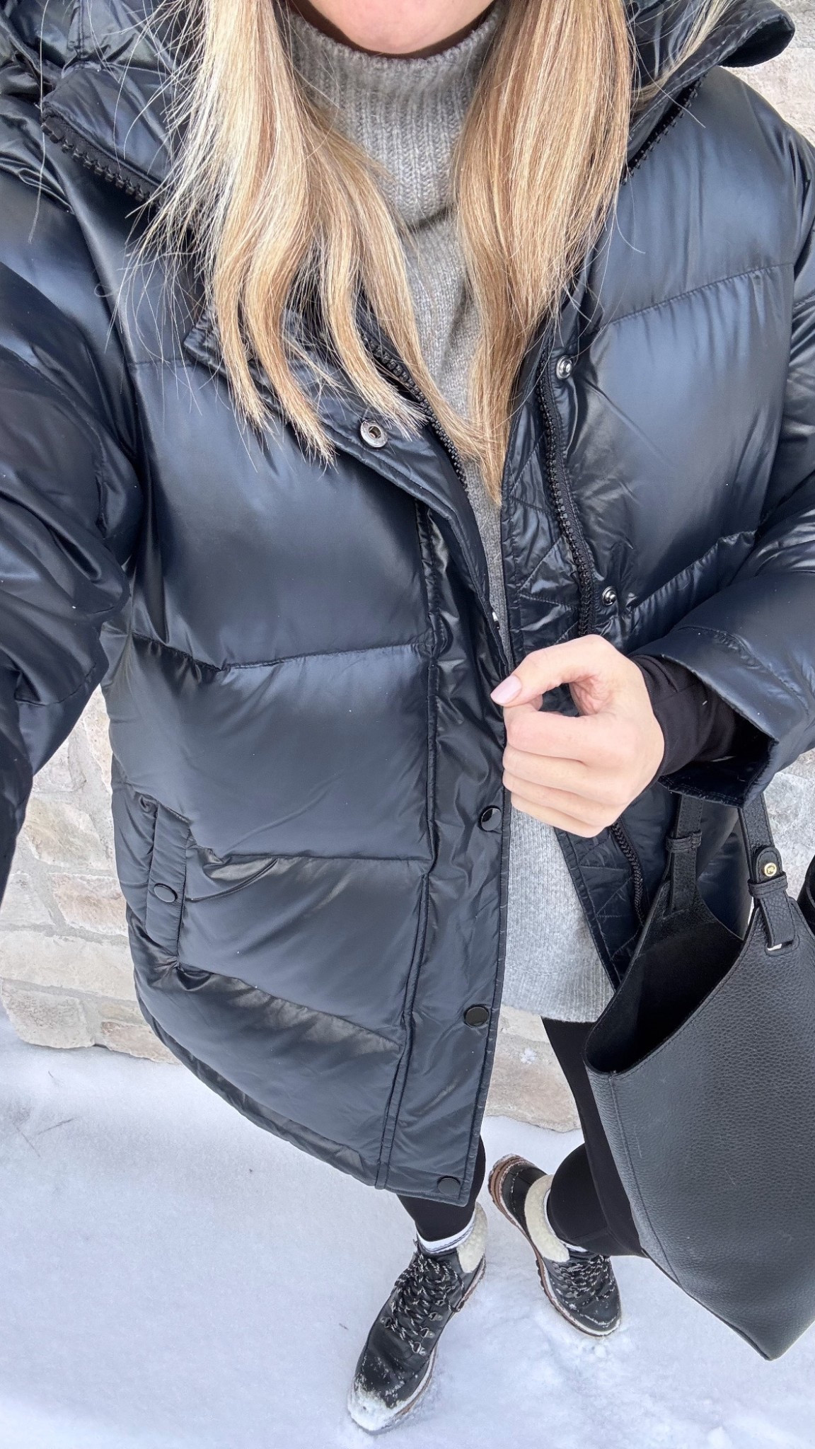 Deep freeze winter outfit! Love this artizia superpuff lookalike (dupe!) from Quince! Is so cozy and comfy. Love the glossy black! Fits true to size!

#LTKSeasonal #LTKActive