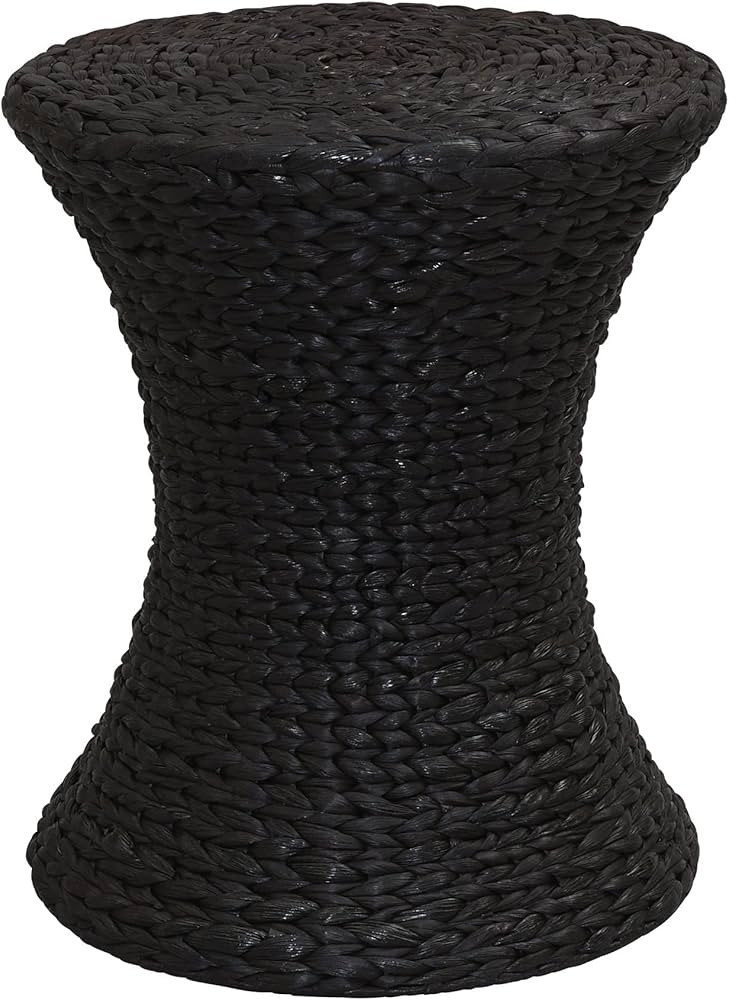 Household Essentials Brown Stained Water Hyacinth Wicker Side Table, Hourglass Profile, Handwoven | Amazon (US)