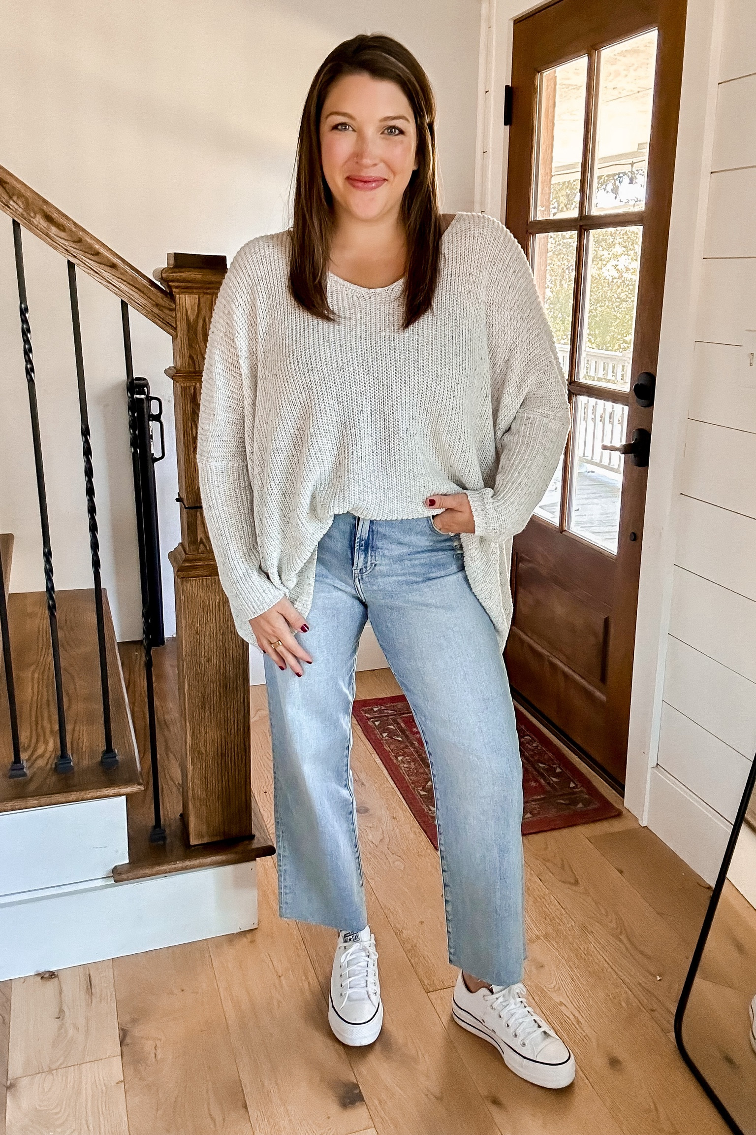 Fall style
10mo postpartum / nursing
5’7 180lbs size 14 L/XL
I sized down to the S/M in the sweater (it does shrink if you dry it)
Jeans tts - vintage Chrissy’s cut 1in off
I sized down half a size in the tennis shoes (norm 8.5 and I got the 8)

#LTKMidsize #LTKStyleTip #LTKSeasonal