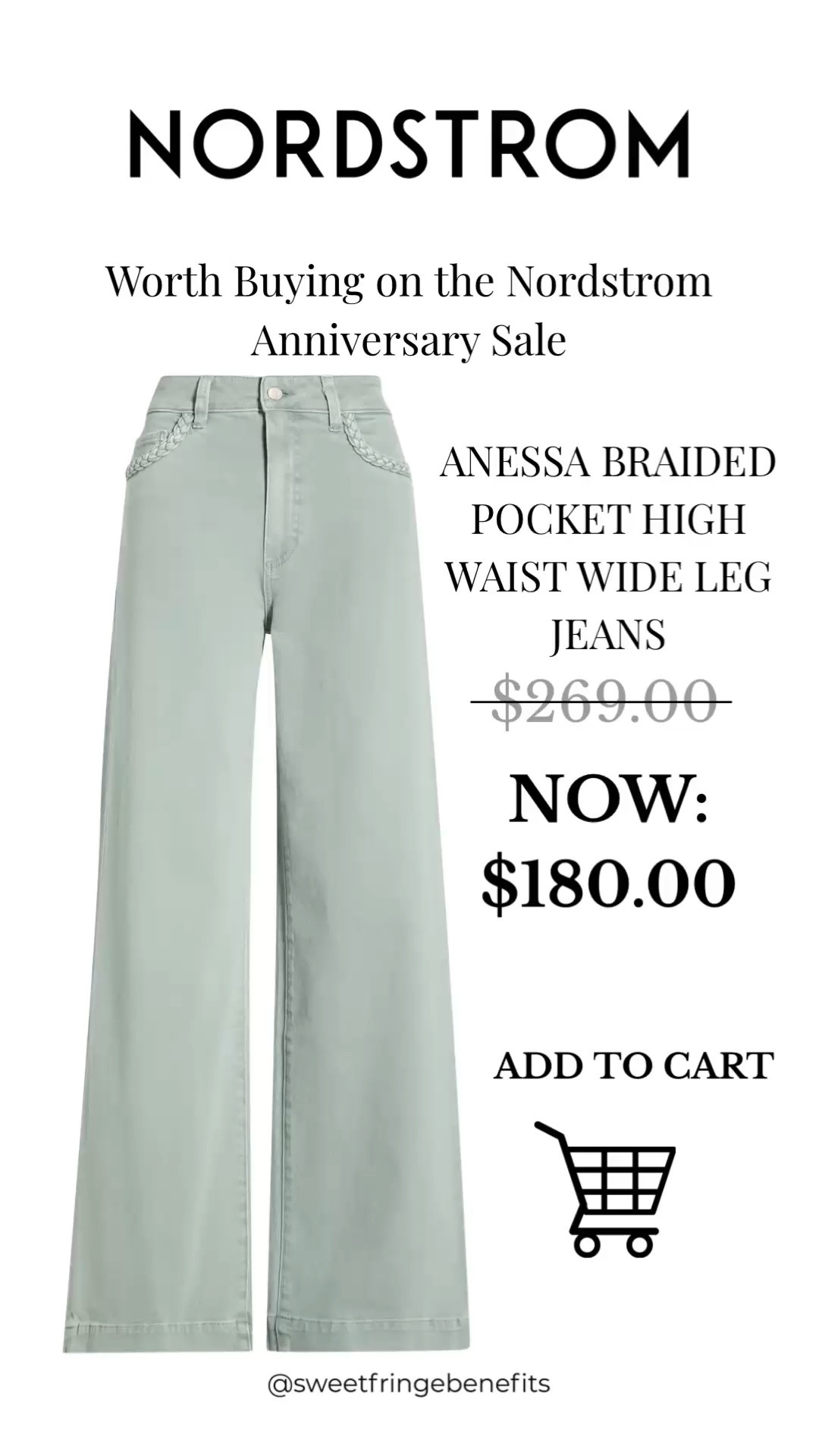 These Anessa Braided Pocket high-waist wide-leg jeans are such a beautiful alternative to traditional blue denim. The soft minty green wash feels fresh and unexpected, while the high waist and wide-leg silhouette create a polished, elongating shape. They’re currently $180 during the Nordstrom Anniversary Sale, marked down from $269.

💡 LTK MADE EASY
❤️ Heart = Support my posts!
🔖 Save = Get sale & restock alerts
📋 Lists = Keep favorites organized
📲 Share = Send lists and products to a friend. Hello, Christmas List!
💬 Comment = Ask me anything about what I'm wearing.:-)

#LTKSaleAlert #LTKWorkwear #LTKOver40