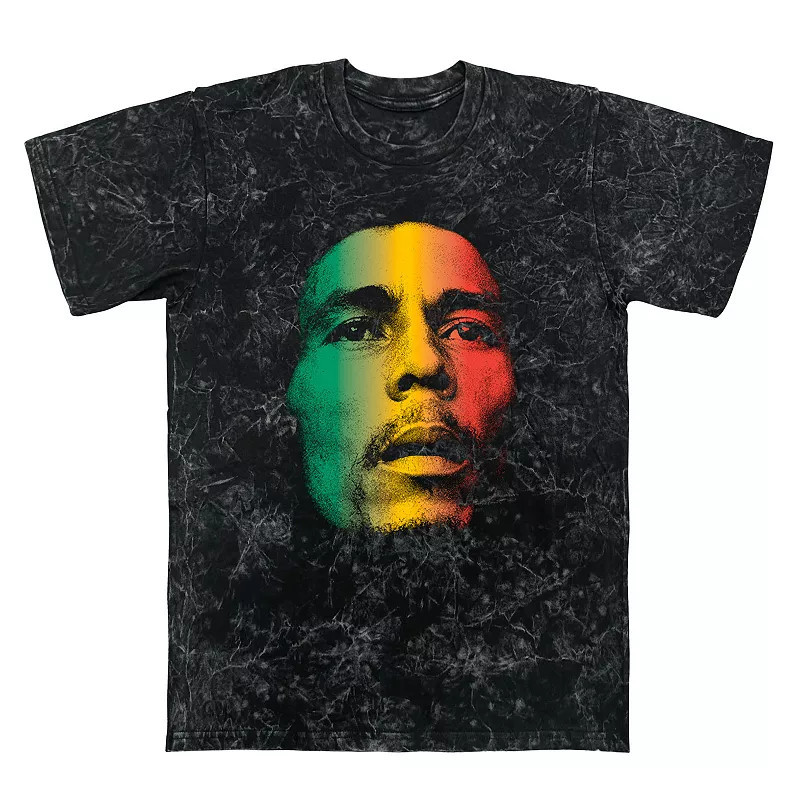 Men's Bob Marley Face Graphic Tee, Size: Medium, Black Mineral Wash | Kohl's