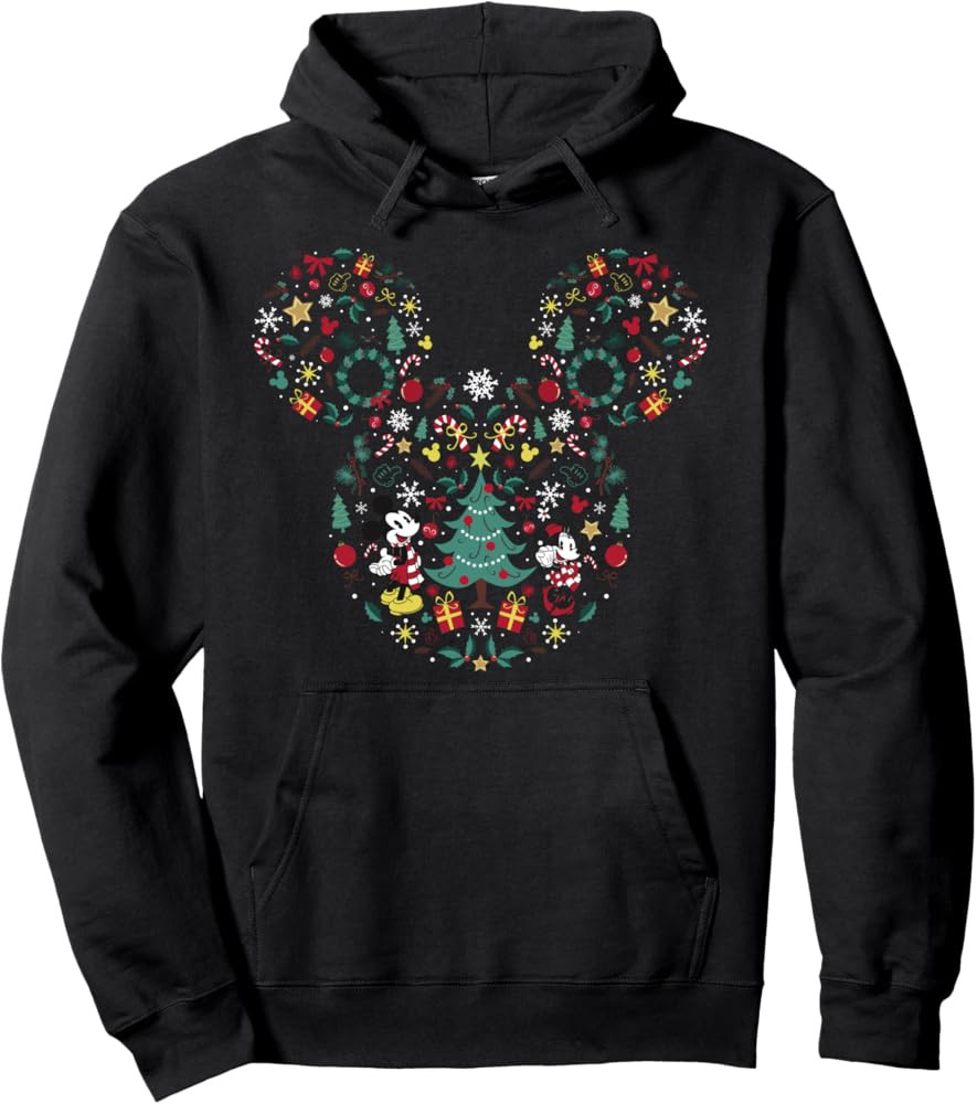 Disney Mickey And Friends Christmas Icon Mix Mouse Ears Pullover Hoodie | Amazon (US)