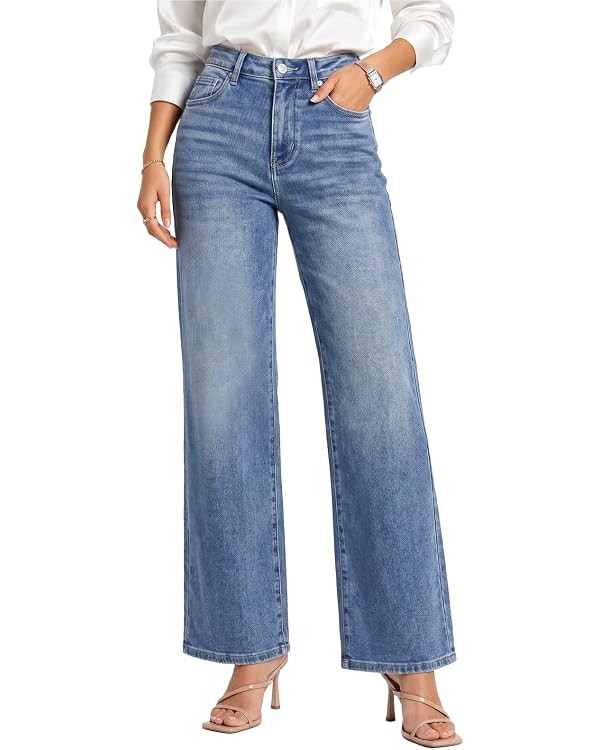 ONESO Women's High Waisted Wide Leg Jeans Heavyweight Premium Stretch Denim, Relaxed Fit Long BBL... | Amazon (US)