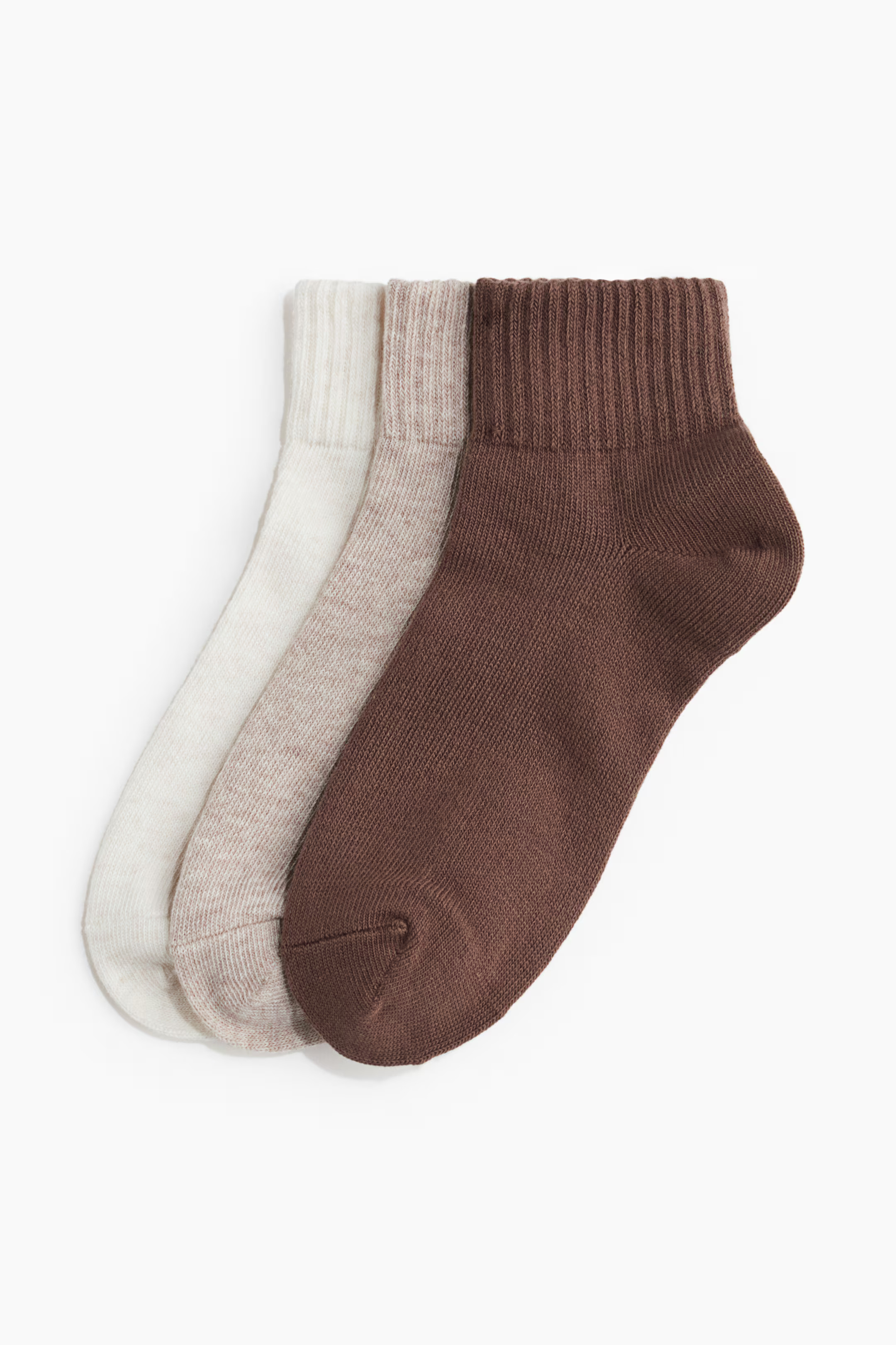 3-pack sports socks with DryMove™ - White/Beige/Brown - Ladies | H&M GB | H&M (UK, MY, IN, SG, PH, TW, HK)