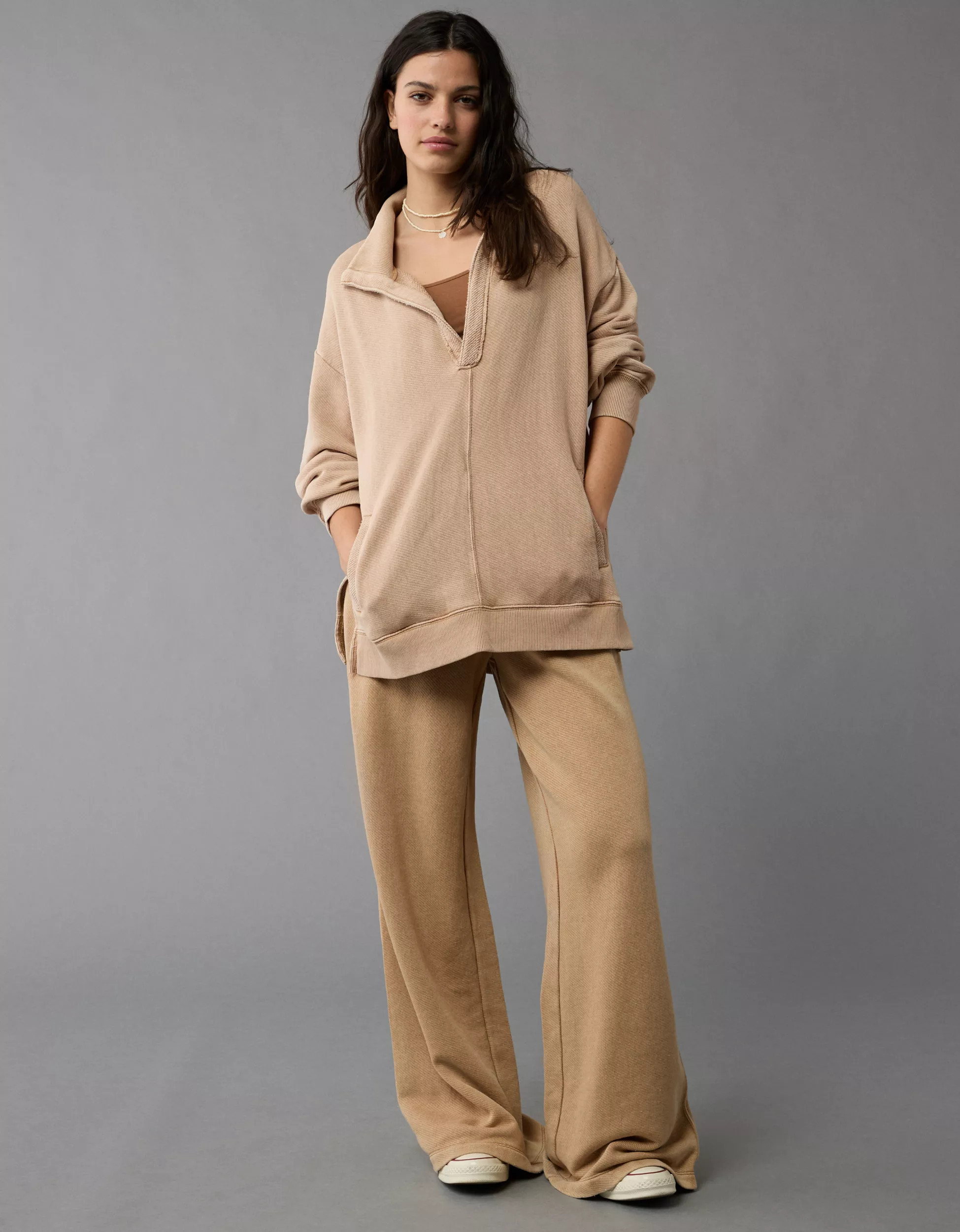 AE Oversized Big Hug Collared Sweatshirt | American Eagle Outfitters (US & CA)