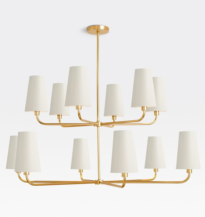 Ansel 46" 12-Light Double Tier Chandelier, Metal Shades | Rejuvenation