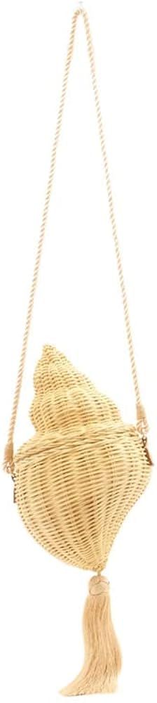 Thick Chains Rattan Conch Women Shoulder Bags Design Wicker Woven Handbags Summer Beach Straw Bag... | Amazon (US)