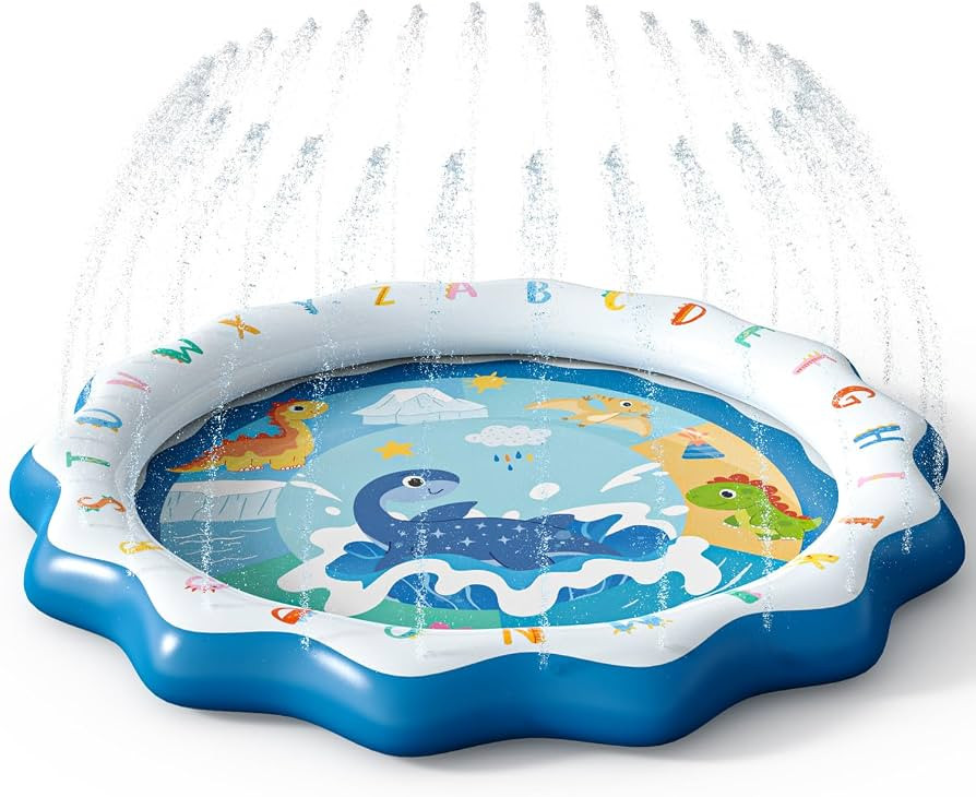 Skirfy Dinosaurier Splash Pad, Sprinkler-Spielmatte, 170 cm Sommer-Wasserspielzeug f\u00fcr Kinde... | Amazon (DE)