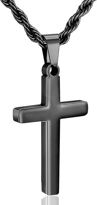 Easter Basket Stuffers Stainless Steel Cross Necklace for Boys Mens Twisted Rope Chain Cross Pend... | Amazon (US)