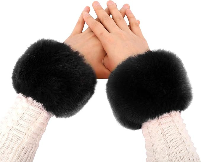 Simplicity Women's Winter Faux Fur Short Wrist Cuff Warmers | Amazon (US)