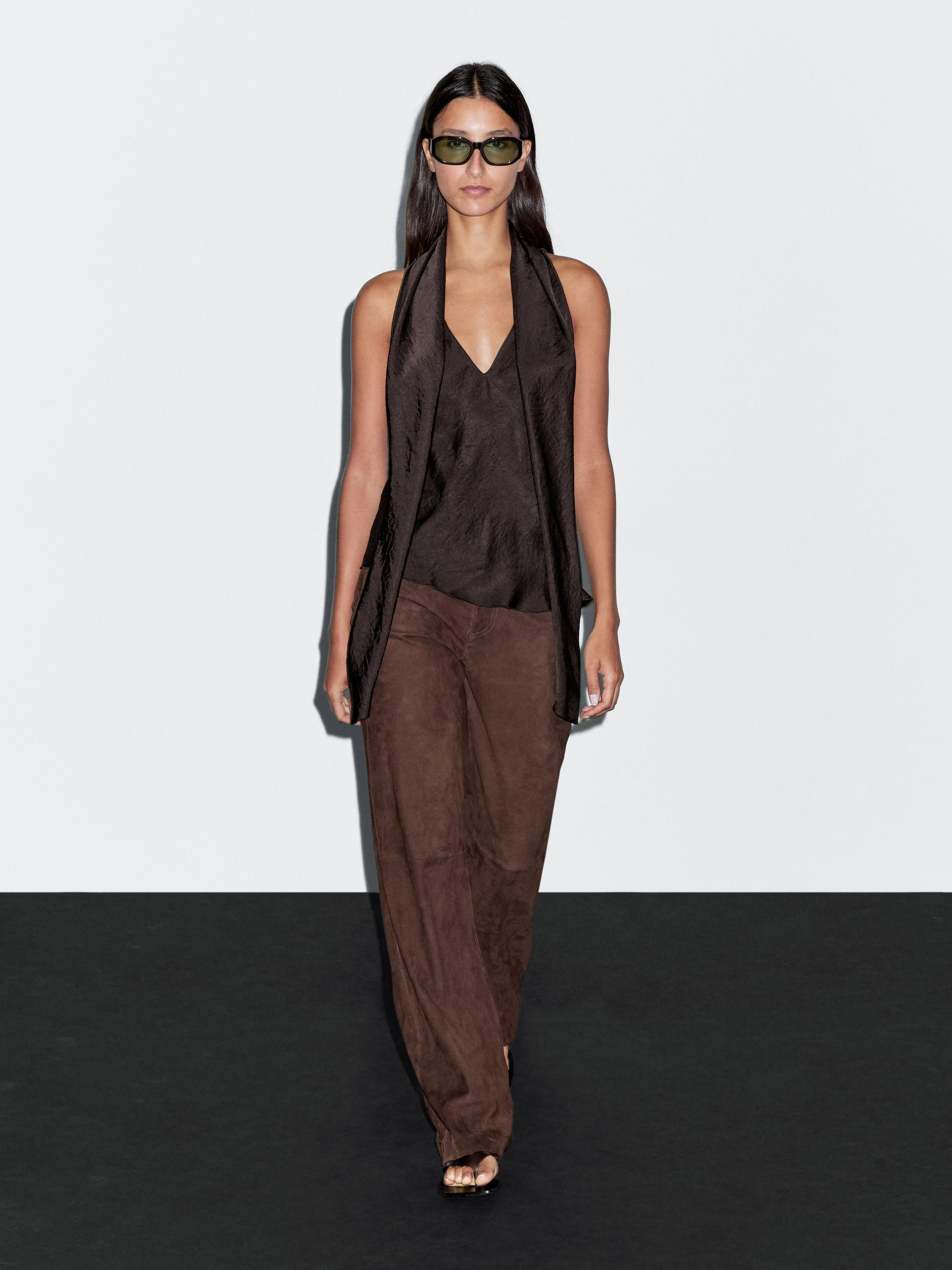 Flowing top with tie detail | Massimo Dutti UK