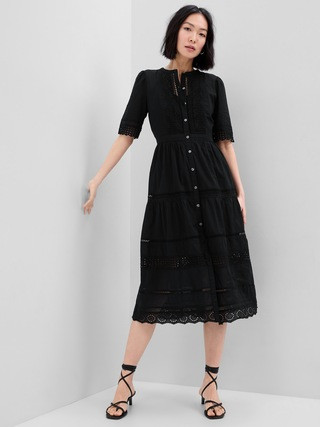 Lace Button-Up Midi Dress | Gap (CA)