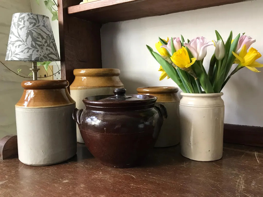 Stoneware Brown Bean Pot With Lid, Stoneware Crock, Brown Glazed Pot - Etsy | Etsy (US)