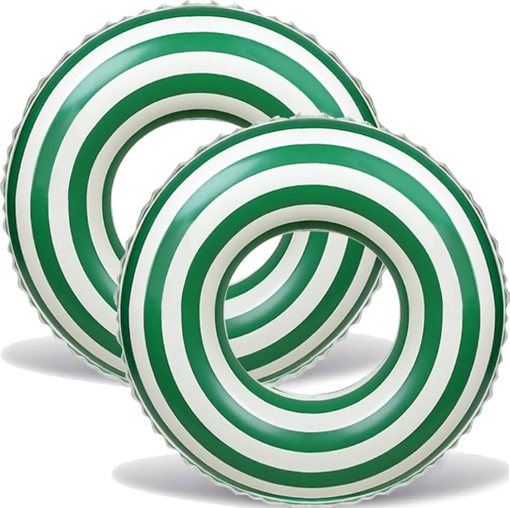 2 PCS Striped Pool Floats for Adults Swimming Rings Tube with Handles -Inflatable Pool Float Tube... | Amazon (US)