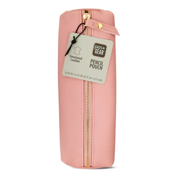 Pen + Gear Simulated Leather Pencil Pouch, Pink for Middle School | Walmart (US)