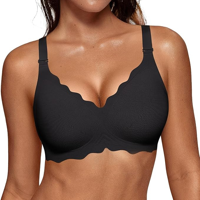 OEAK Women Bras No Underwire Scalloped Push Up Buttery Soft Tshirt Bra Seamless Full Coverage Con... | Amazon (US)