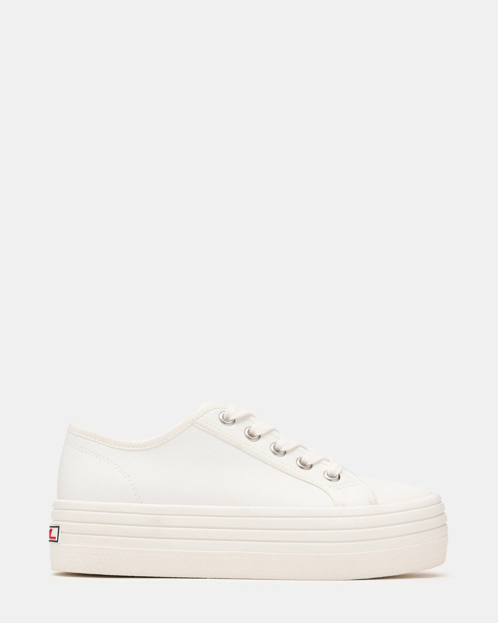 BOBBI White Low-Top Lace-Up Platform Women's Sneaker | Steve Madden (US)