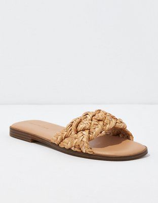 AE Raffia Braided Slide Sandal | American Eagle Outfitters (US & CA)