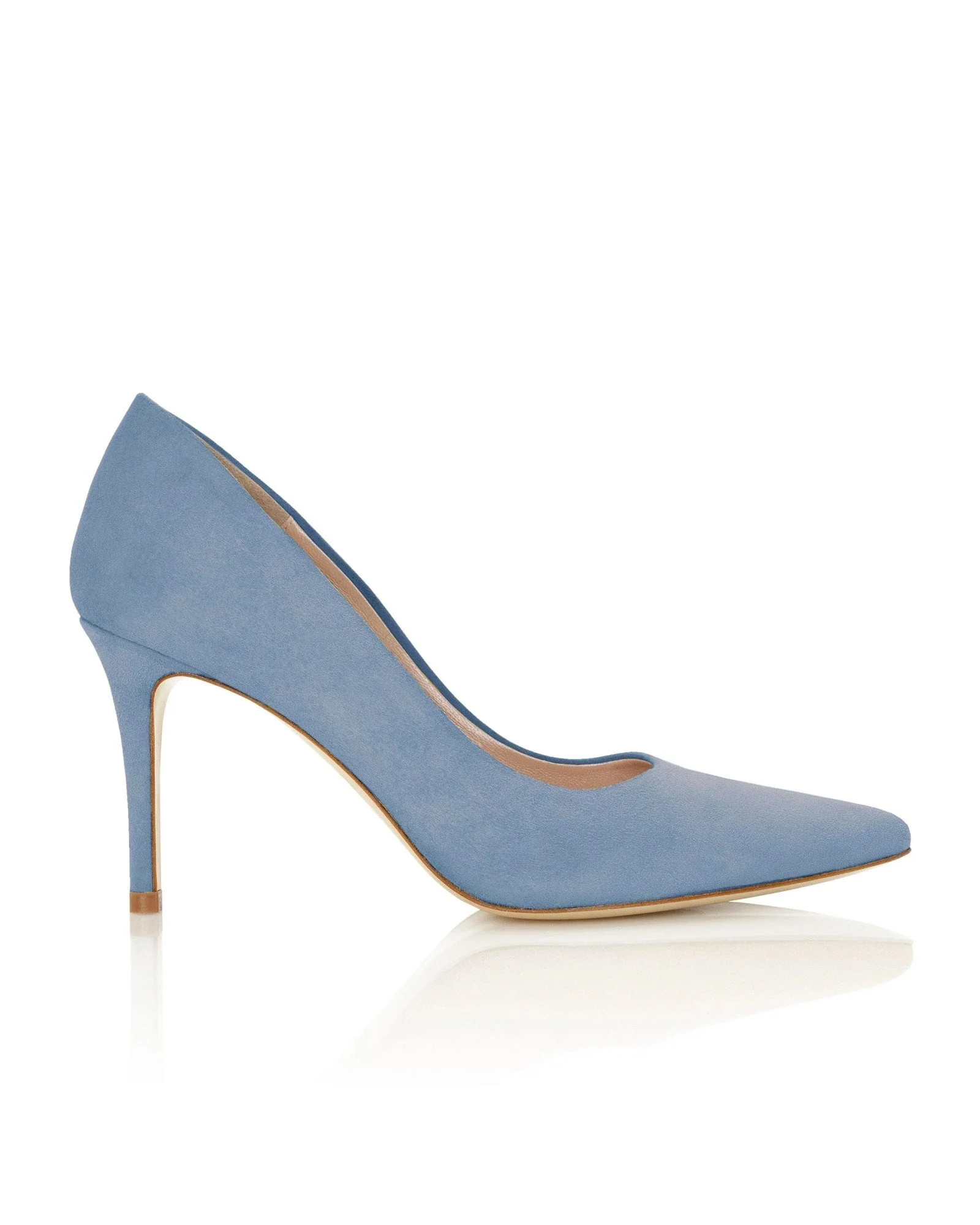Claudia Powder Blue Suede
			Mid Heel | Emmy London