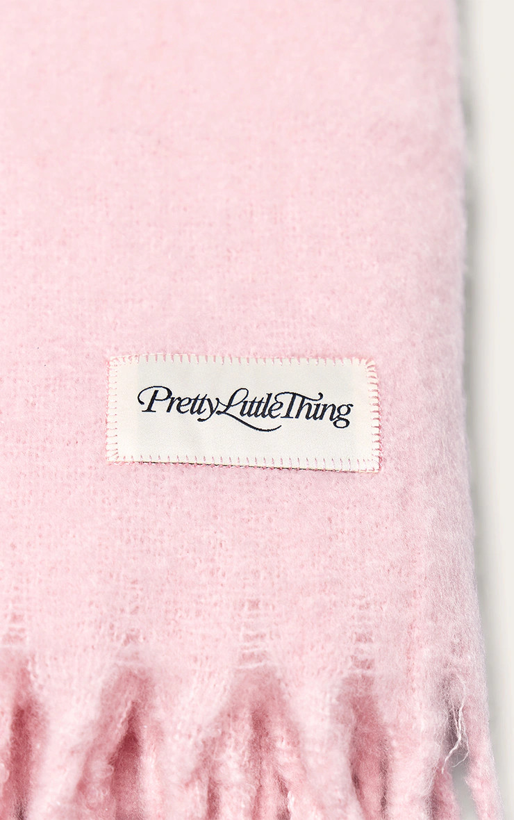 Pink Logo Blanket Tassel Scarf | PrettyLittleThing UK
