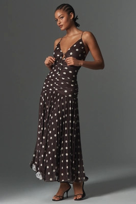 En Saison Lainey Ruched Drop-Waist Midi Dress | Anthropologie (US)