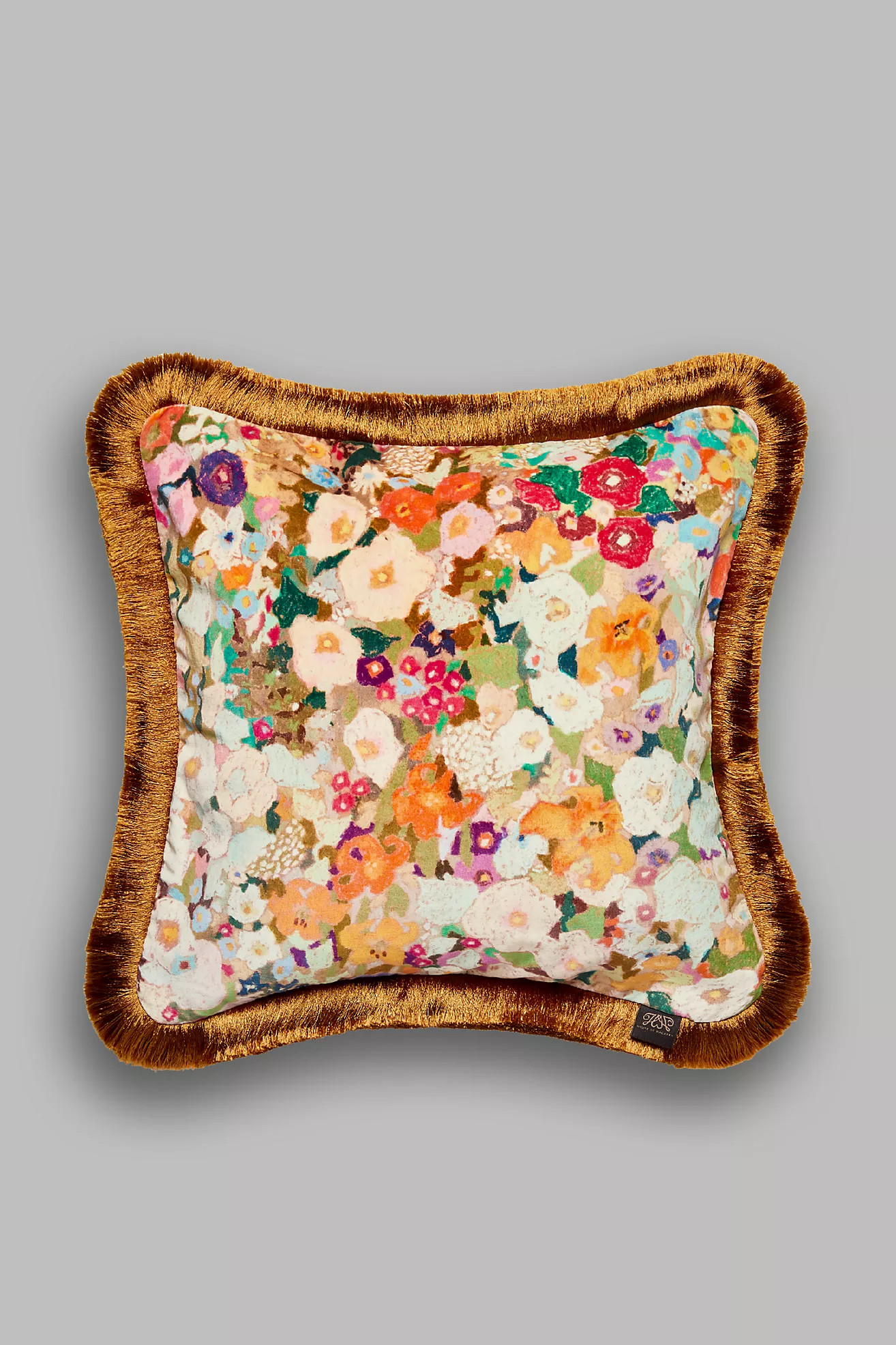 House of Hackney Hollyhocks Velvet Fringed Pillow | Anthropologie (US)