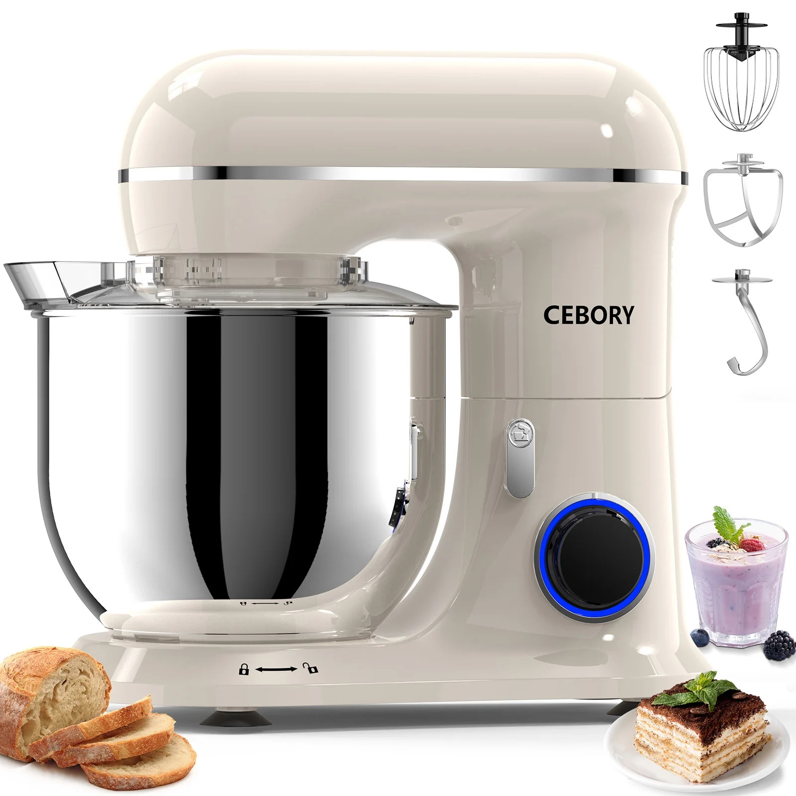 CEBORY 3-IN-1 Stand Mixer, 6.5 QT Tilt-Head 10-Speed Food Mixer, Kitchen Electric Mixer with Doug... | Walmart (US)