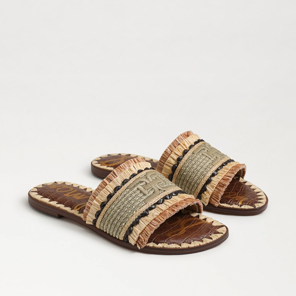 Sam Edelman Georgia Sandal Olive Multi Raffia 7.0 | Sam Edelman CA
