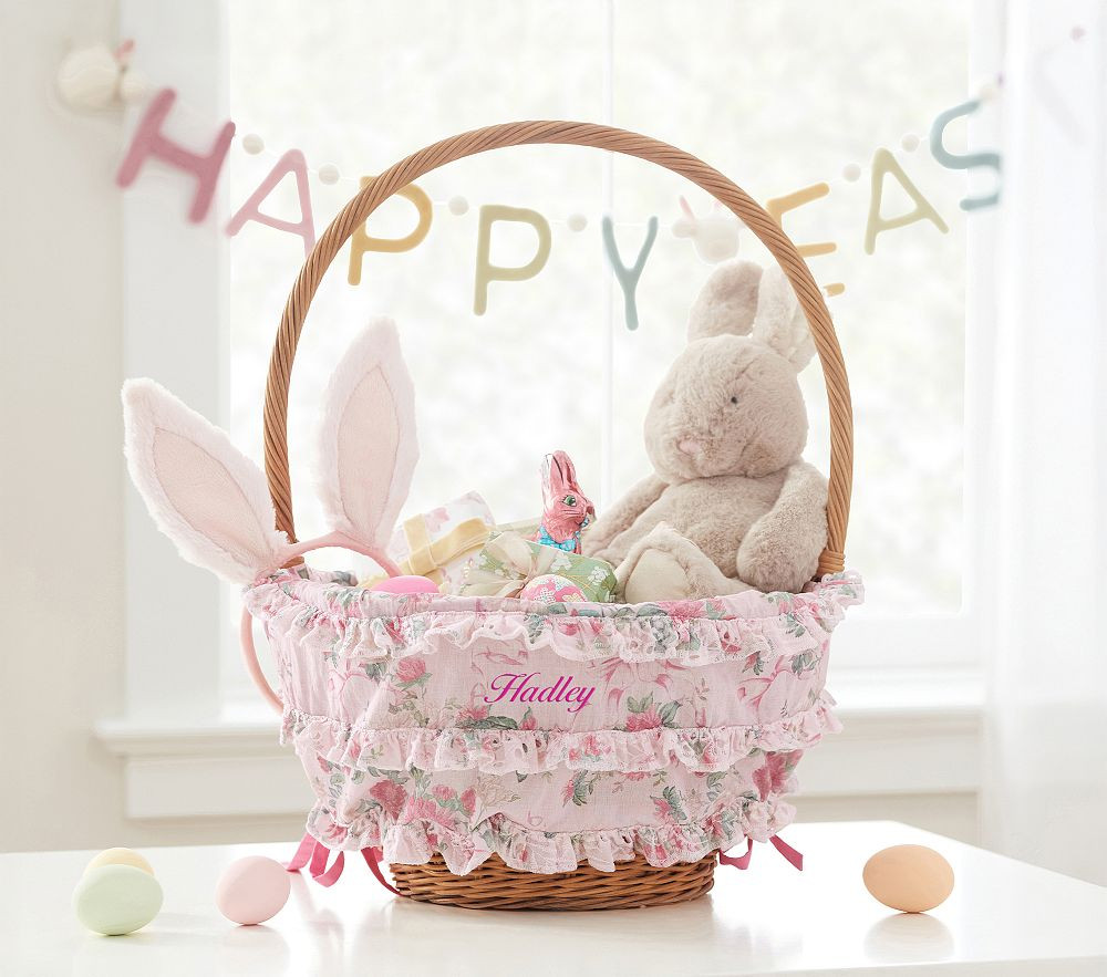 LoveShackFancy Cabbage Rose Easter Basket Liners & Bow | Pottery Barn Kids