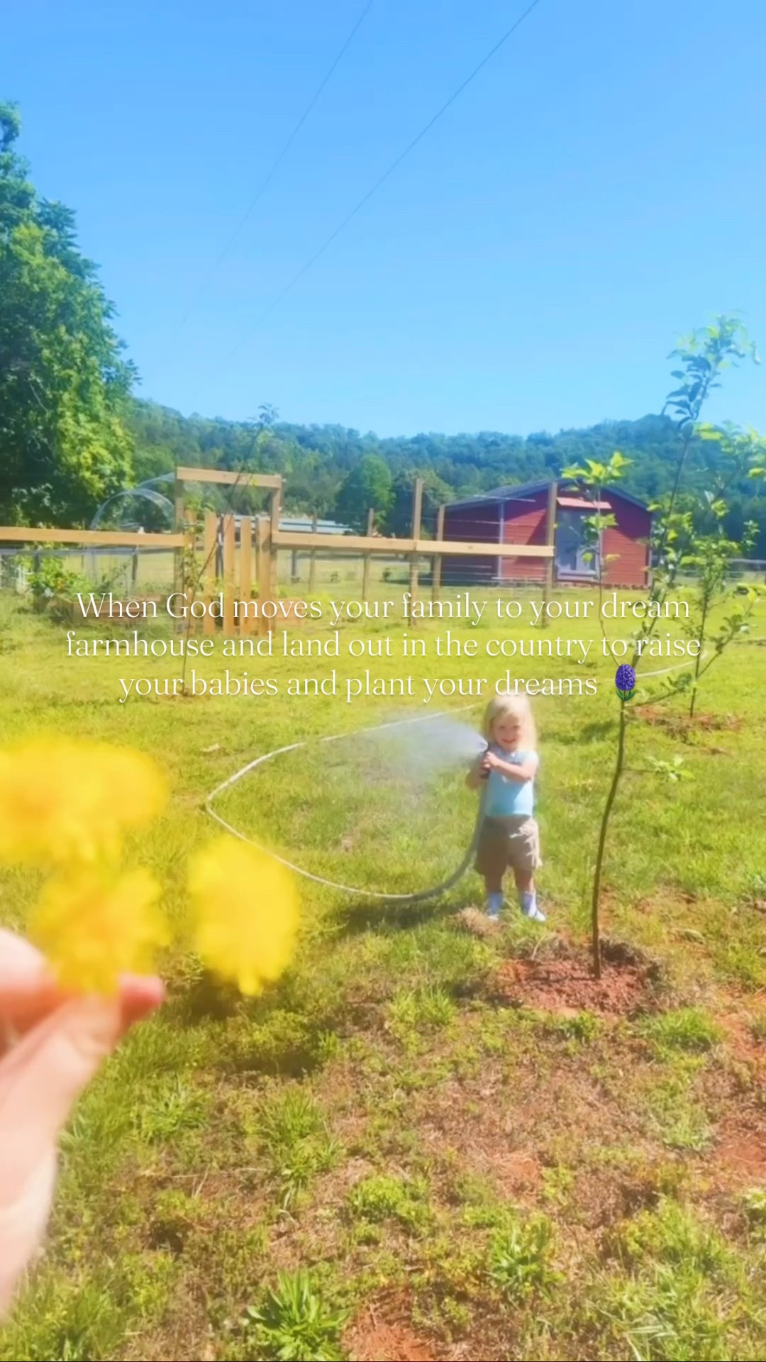 POV: planting our life and dreams where the green grass grows 🌿💦🌼🚜🌳🌾🪴🫐🍎🪻👣🐓🧺🍑🐴🐥 #farmsweetfarm #foreverhome #ourdreamfarm #sahm #sahmonafarm 

Woke up to the most beautiful morning 🌞 sights & sounds around the farm 🌾🐓🥚🌼🌿🐦… featuring my new muck boots 🥾 hehe !!! Linked 🔗 them over on my LTKit shop 🛍️ for y’all - I’m obsessed!! 😍 Perfect for summer days 🧺 out on the farm 🚜 and in the garden 🪴- and for raising sweet little country 🌾 babies 👶🏼 ofcourse!! 

We soaked in a sunny ☀️ front porch morning around here - baby feet 👣, dig digs 🚧, and this view!! 🌳🌾 And I just love spending these precious days out in the garden 🪴 with my babies!! 👶🏼🌾 They loveeee the hose sprayer 💦 and were just having the time of their lives 🤩 outside 🙌🏽 all morning long 🌿 - like little boys should!! 🥰👏🏽 Then a trip to our favorite place (@loweshomeimprovement garden 🪏 center ofcourse 🛒!!) for lavender 🪻 plants to put all around the chicken 🐓 coop 🪵 and one on the back porch… and eek 🤭 I’m so excited for how wonderful it will smell 🤩 (& I know the chickens will love ❤️, too)!! 🫶🏽 Excited to get planting 🌱 tonight when Daddy gets home!! 🏡 

It truly is so special finally being on our forever farm and home 🏡- where we can do all the things I always dreamed of - like planting our dream 💭 garden 🪴 and orchard 🫐🍑🌳🍎, @wesmabry building my dream chicken 🐓 coop 🪵, and all the things we waited so long (so worth every bit of it 👏🏽 and our leap of faith 🗺️ that led us here!) to do!!! 🥰 God is so so good!! 🥹😍

#LTKdayinmylife #LTKmomlife