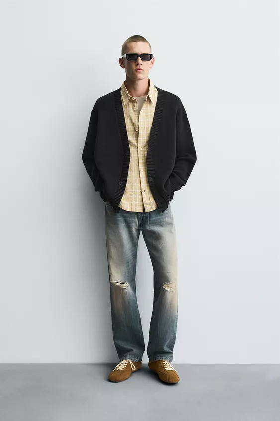 DISTRESSED RIBBED CARDIGAN | Zara US