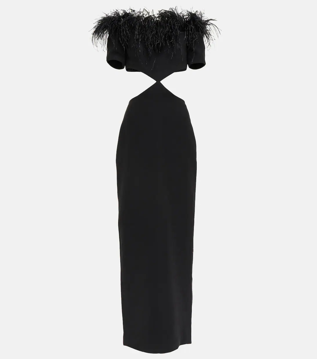 Feather-trimmed cutout crêpe gown | Mytheresa (US/CA)
