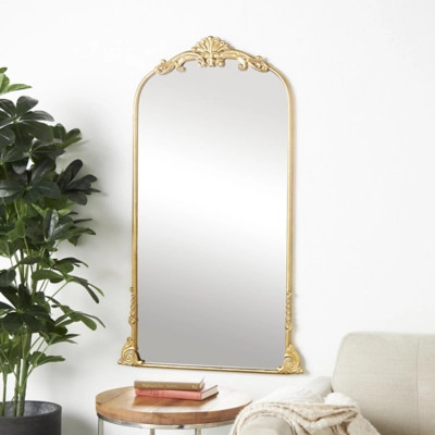 Bayberry Lane Ornate Arched Baroque Floor Mirror, Gold | Ashley Homestore