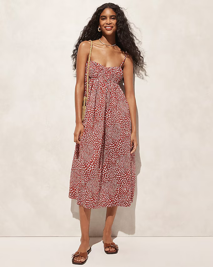 Empire-waist midi dress in strawberry swirl print | J. Crew US