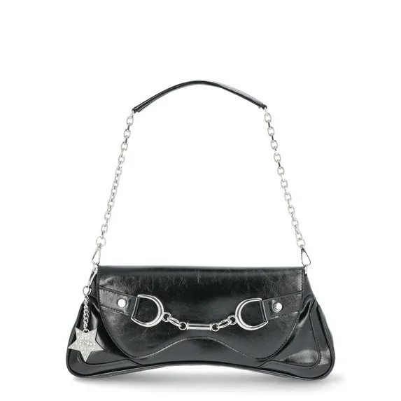 Paris Hilton Women’s Rider Large Shoulder Baguette Bag, Black | Walmart (US)