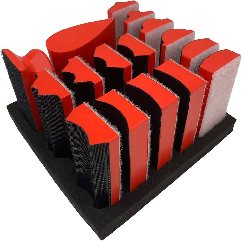 Hand Sanding Block Set of 16,Interchangeable Assorted Contoured Profile Sanding Pad Kit,Hook and ... | Amazon (US)