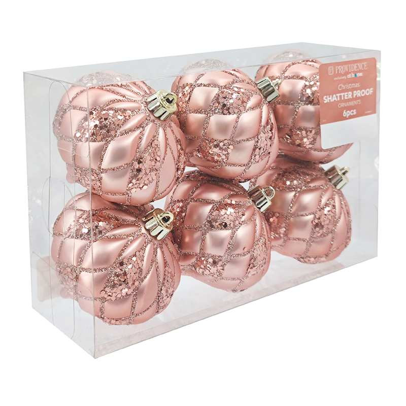 Providence 6-Count Pink Glittered Onion Ornaments, 5.3" | At Home