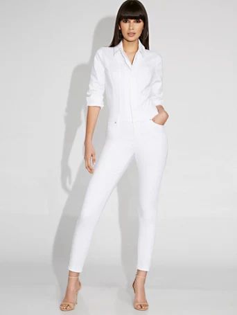 white denim jumpsuit - gabrielle union collection | New York & Company