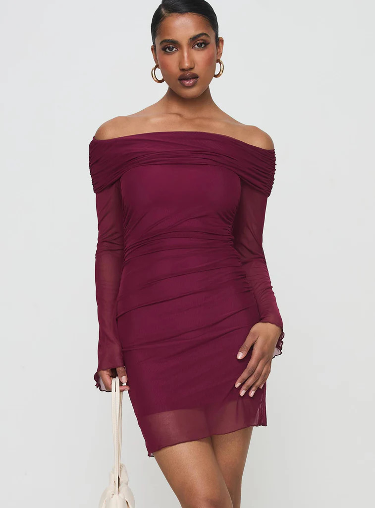 Consideration Mini Dress Burgundy | Princess Polly US