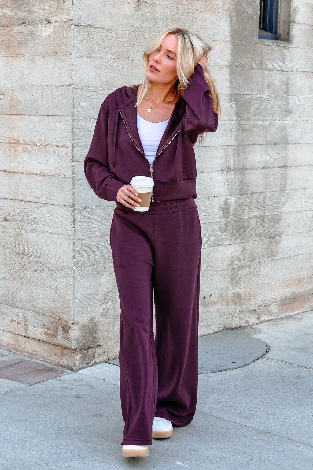 Vintage Havana Merlot Cloud Fleece Flare Pants | Magnolia Boutique