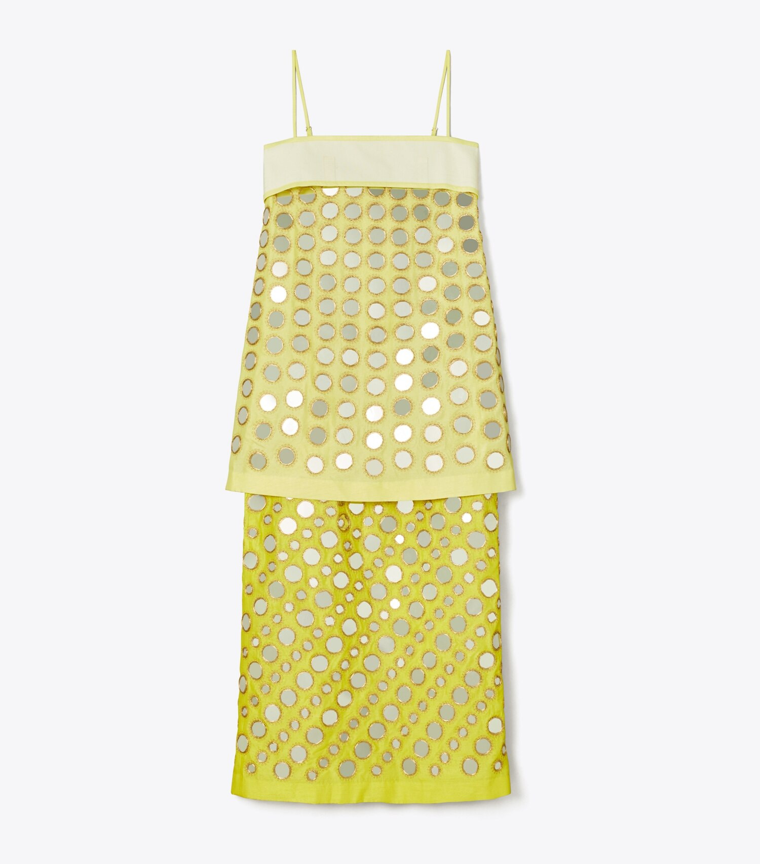 LAYERED HAND-DONE MIRRORWORK SILK DRESS | Tory Burch (US)